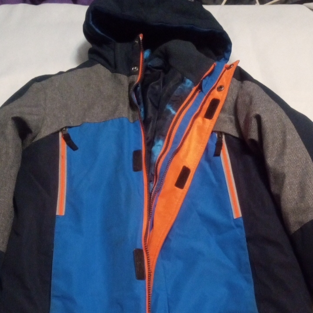 ZeroXposur Kids Hooded Double Layer Puffer Jacket - Blue, Orange, Gray